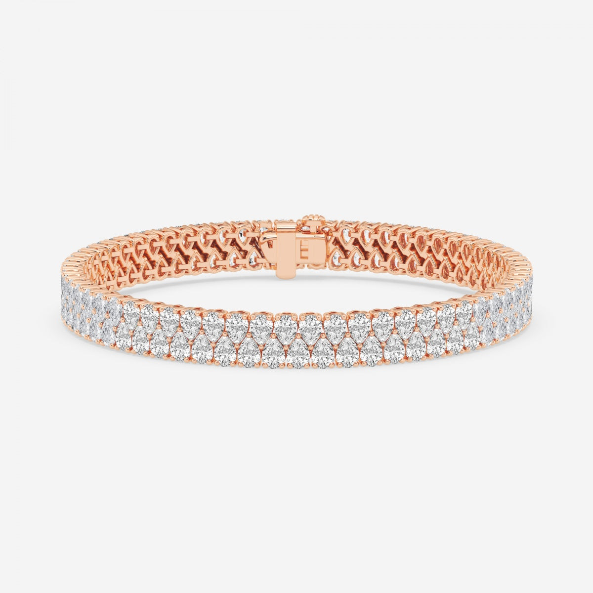 Pear Moissanite Double Row Interlocking Fashion Bracelet