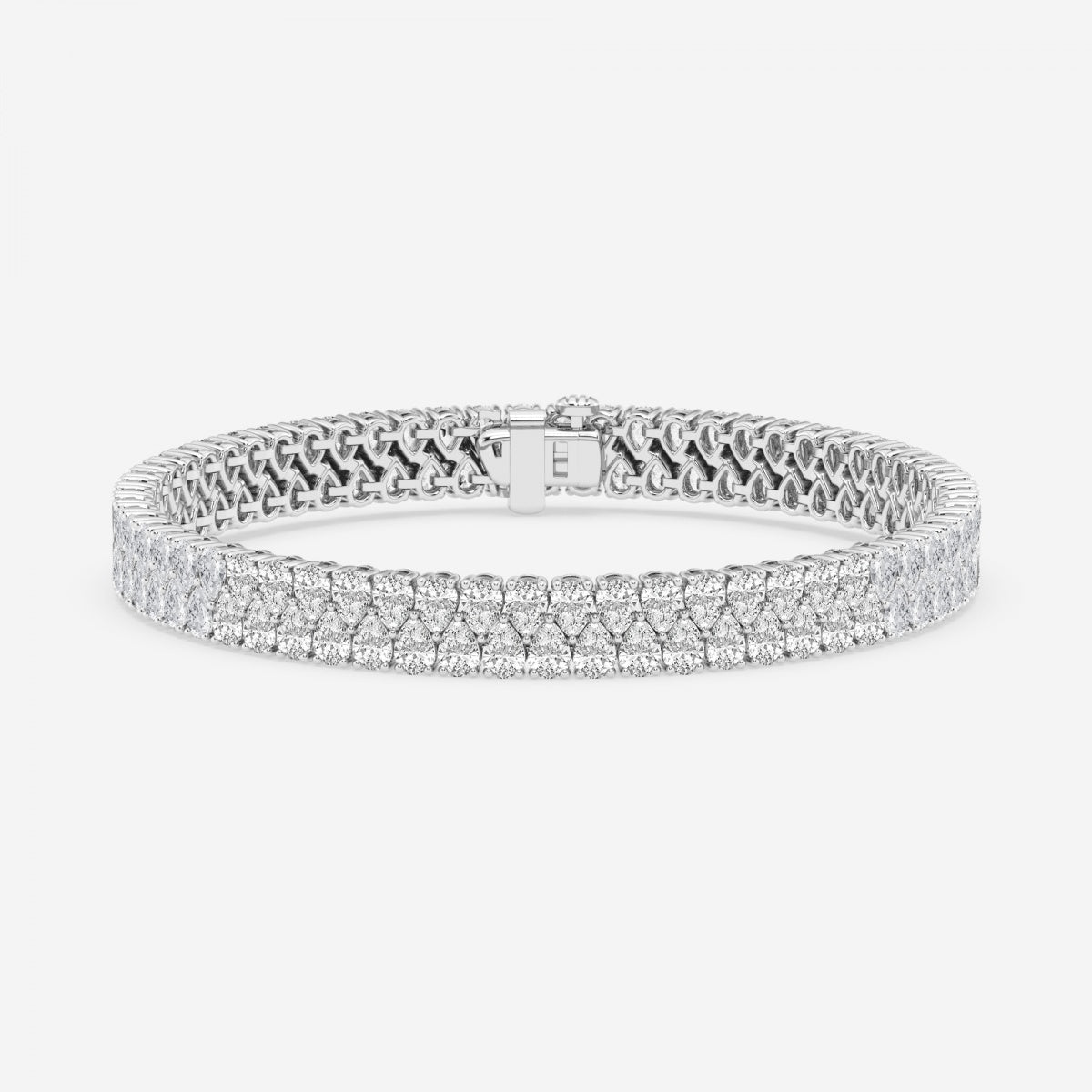 Pear Moissanite Double Row Interlocking Fashion Bracelet