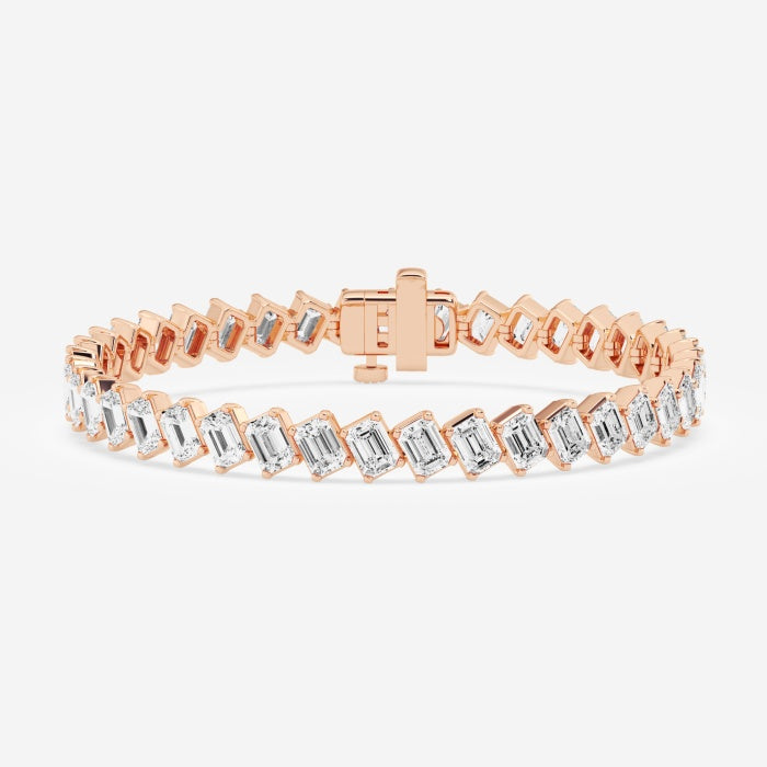 Emerald Moissanite Diagonal Tennis Bracelet