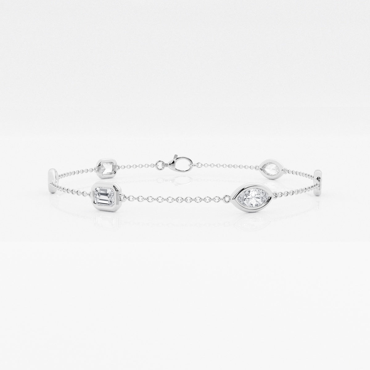 Emerald & Marquise Moissanite Station Chain Bracelet