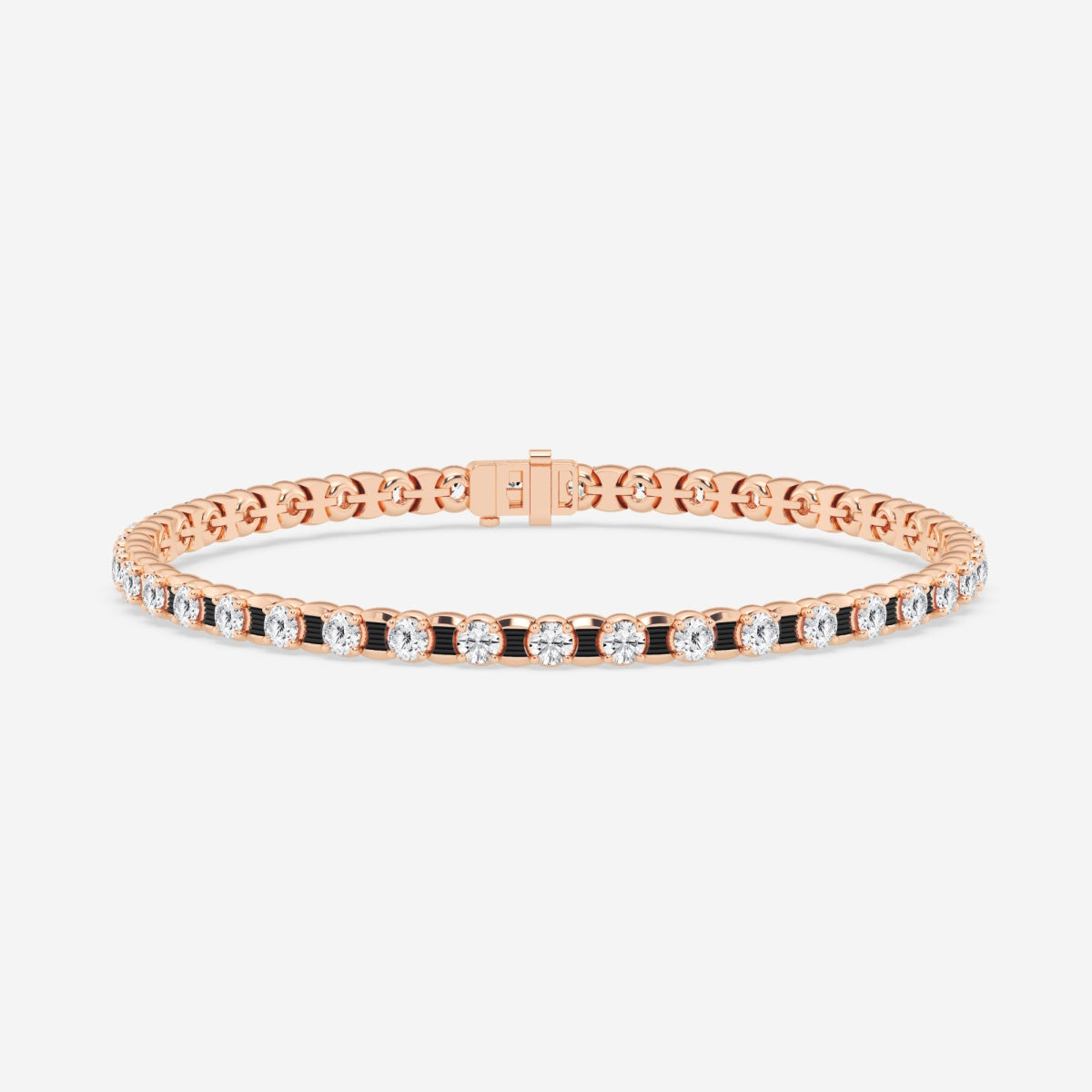 Round Moissanite Tennis Bracelet With Black Rhodium