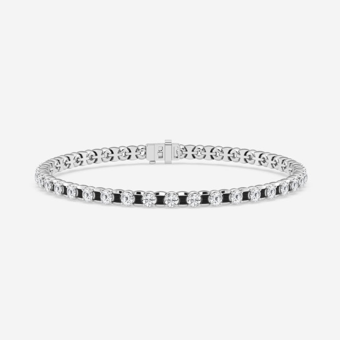 Round Moissanite Tennis Bracelet With Black Rhodium