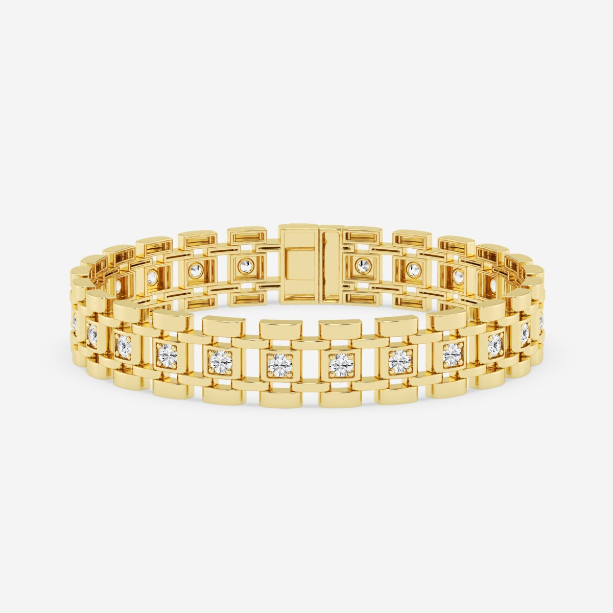 Round Moissanite Railroad Fashion Bracelet