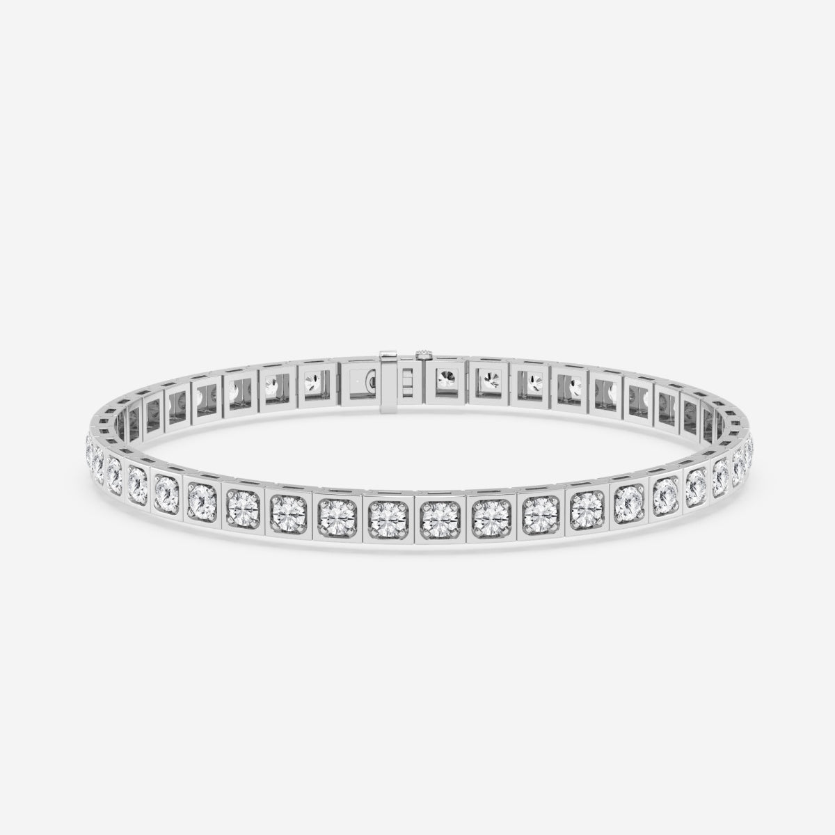 Round Moissanite Square Bezel Tennis Bracelet