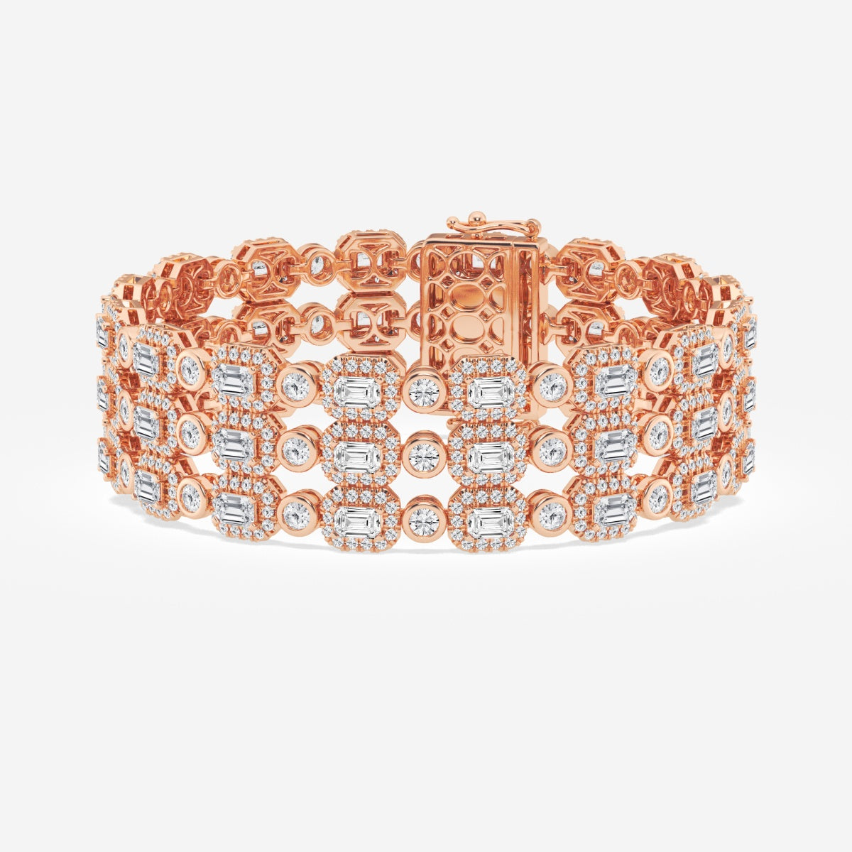 Emerald Moissanite Triple Row Fashion Bracelet
