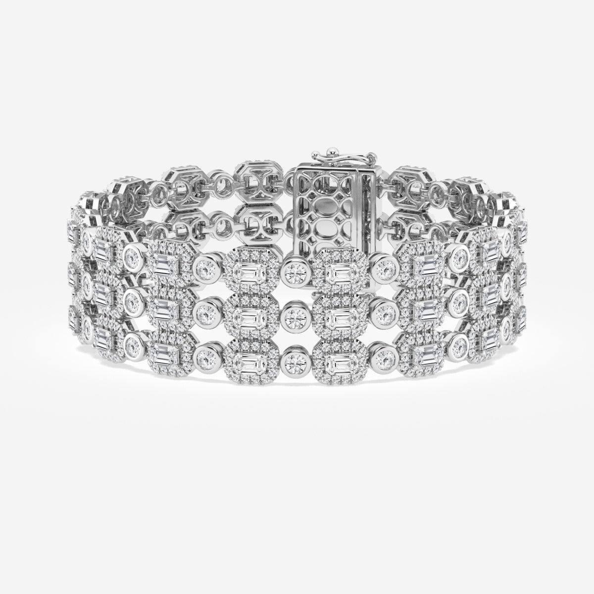 Emerald Moissanite Triple Row Fashion Bracelet