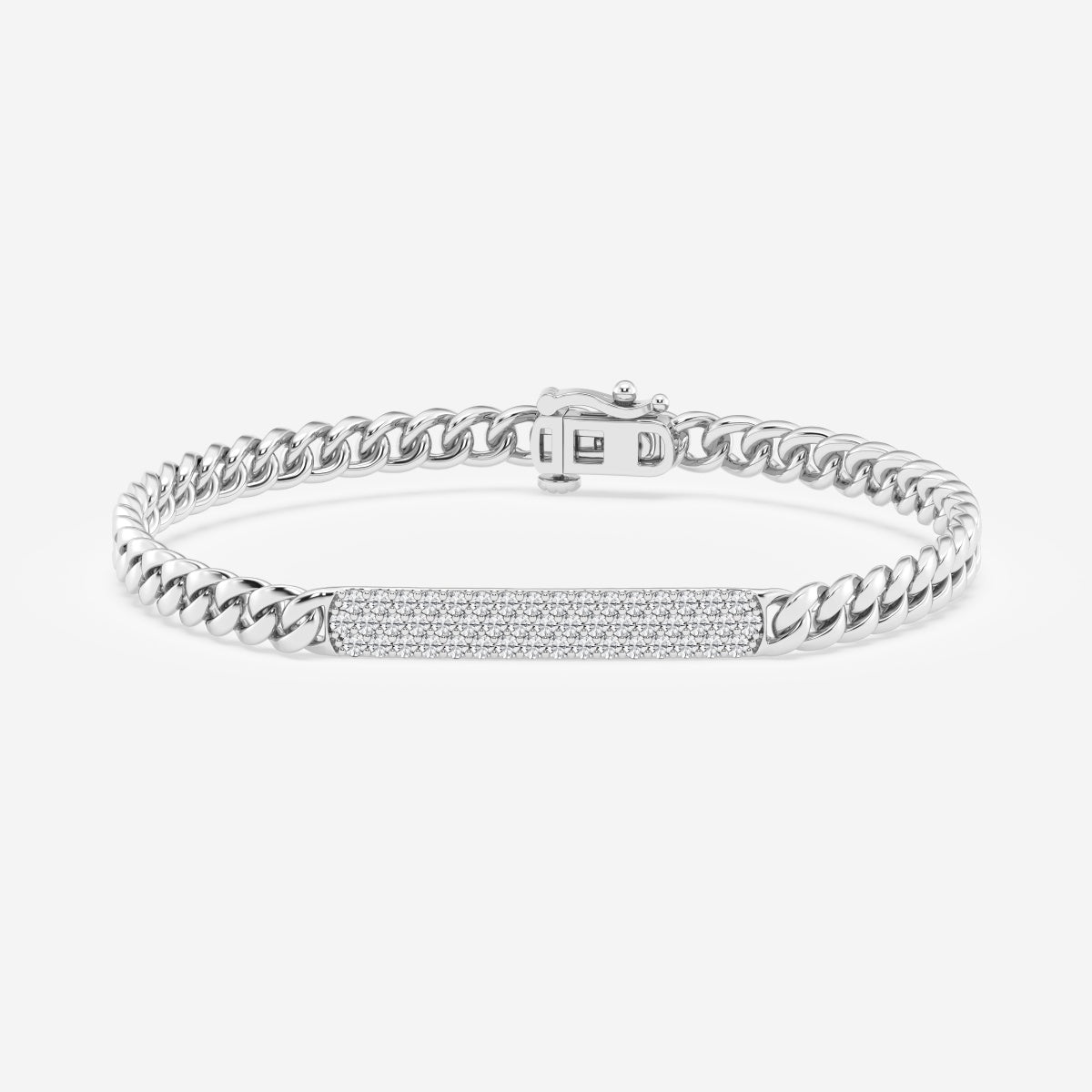 Center Bar Pavé Cuban Bracelet
