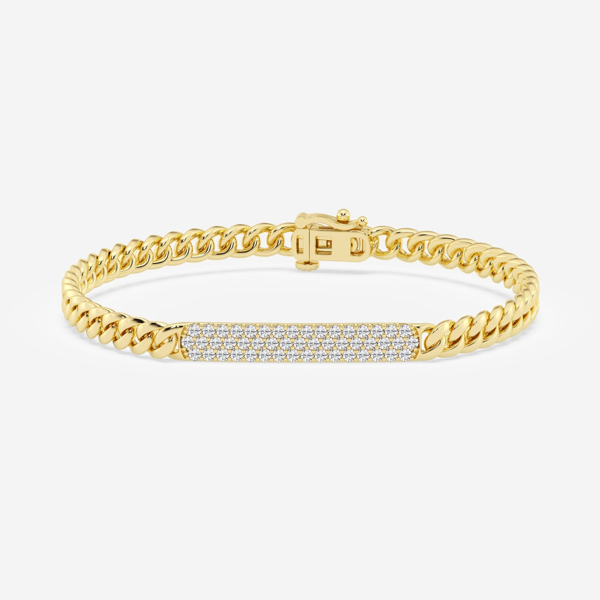Center Bar Pavé Cuban Bracelet