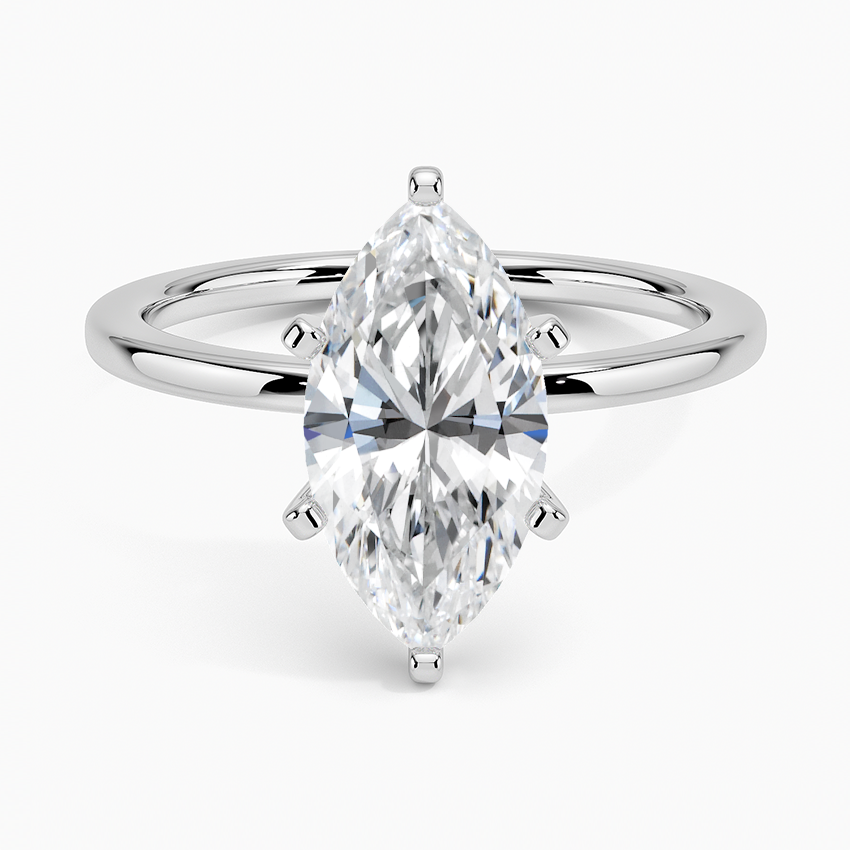 3 Carat Marquise Cut Moissanite Diamond Engagement Ring with a Solitaire Band