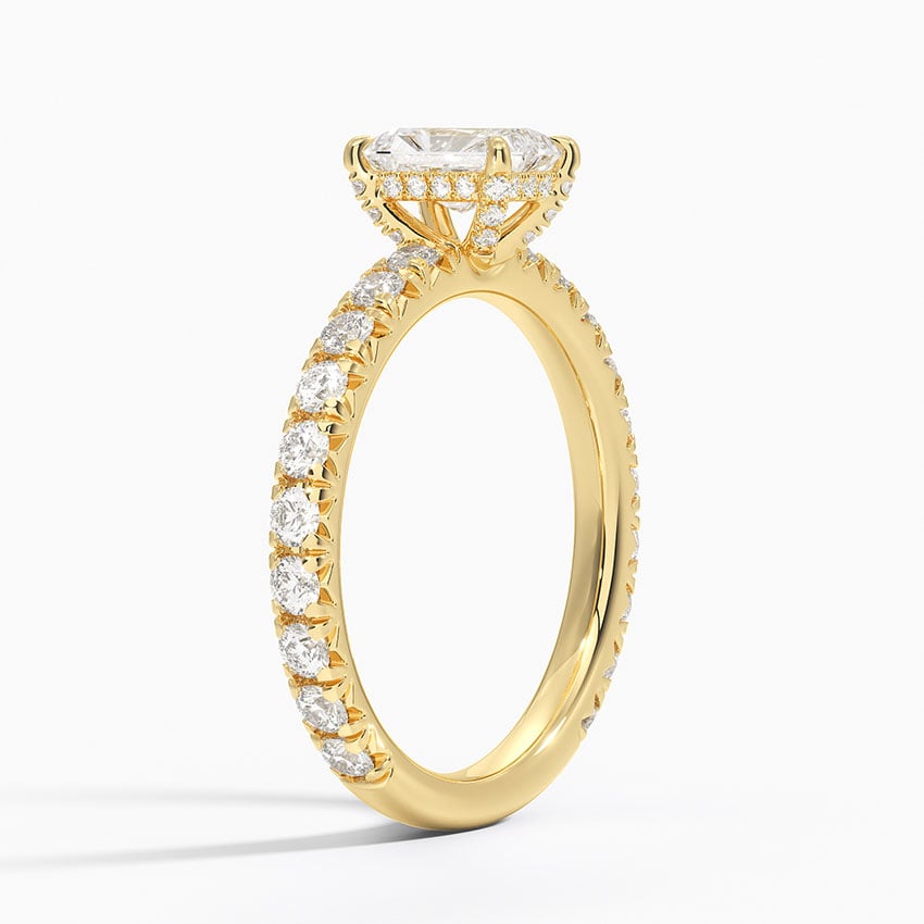3 CT Emerald Cut with Hidden Halo and Pave Setting