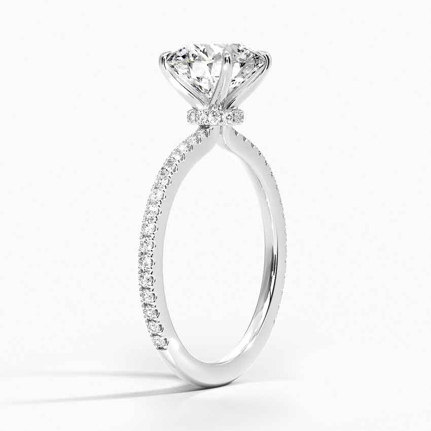 3 Carat Round Cut Hidden Halo Engagement Ring with 3/4 Infinity Pavé Band