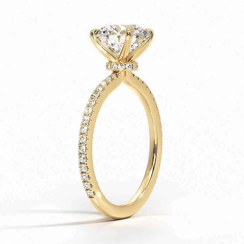 3 Carat Round Cut Hidden Halo Engagement Ring with 3/4 Infinity Pavé Band