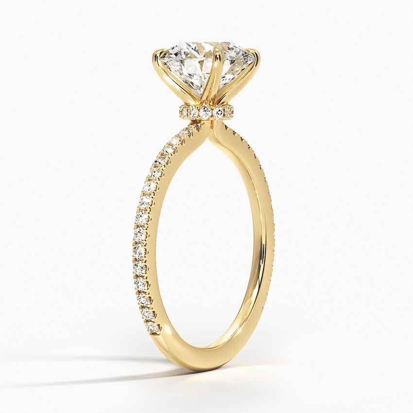 3 Carat Round Cut Hidden Halo Engagement Ring with 3/4 Infinity Pavé Band