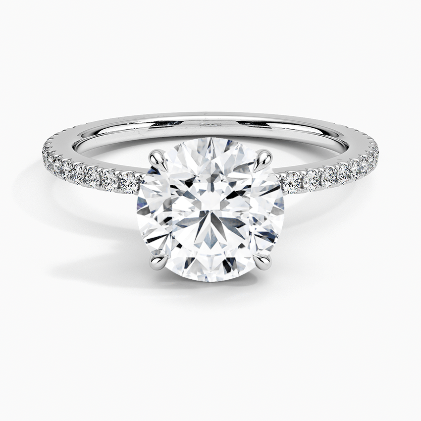 3 Carat Round Cut Hidden Halo Engagement Ring with 3/4 Infinity Pavé Band