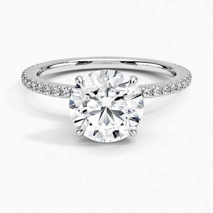 3 Carat Round Cut Hidden Halo Engagement Ring with 3/4 Infinity Pavé Band