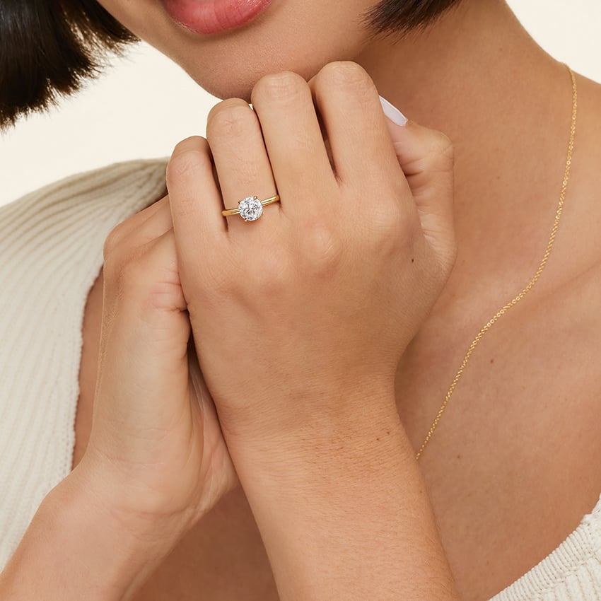3 Carat Princess Cut Hidden High Halo Moissanite Diamond Engagement Ring with U-Prong Band