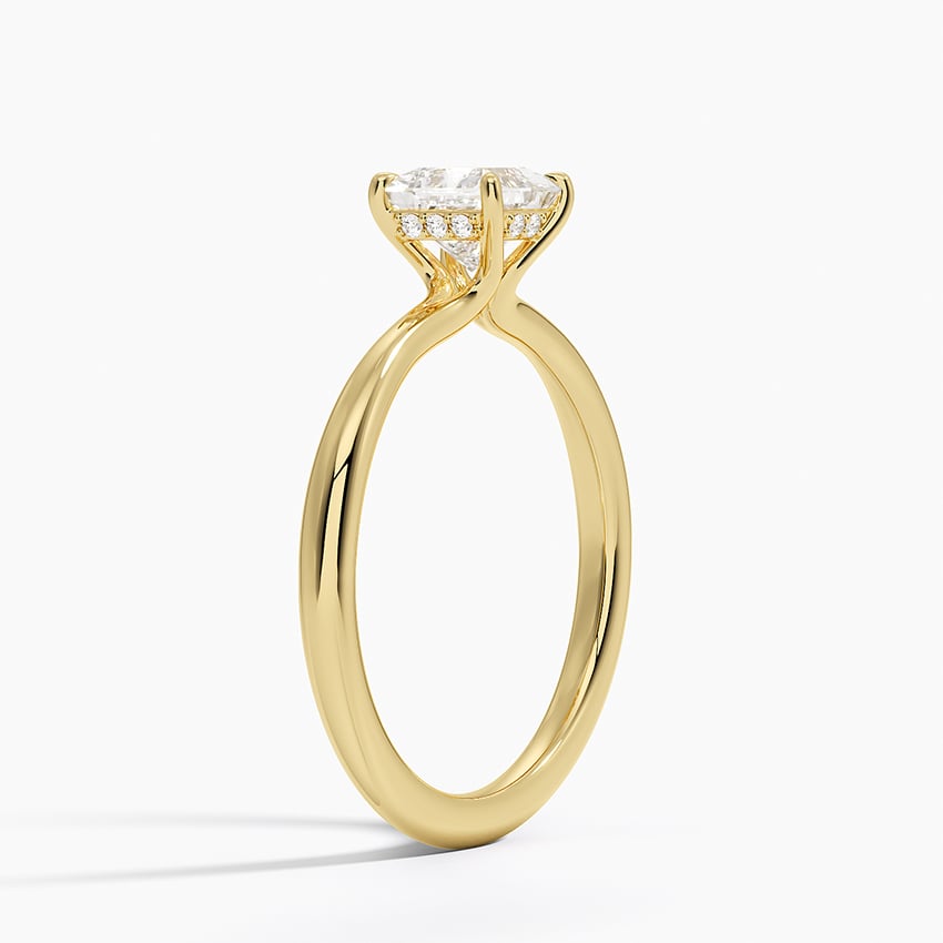 3 Carat Princess Cut Hidden High Halo Moissanite Diamond Engagement Ring with U-Prong Band