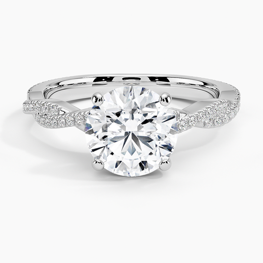 3 Carat Round Cut with Twisted Pave Setting