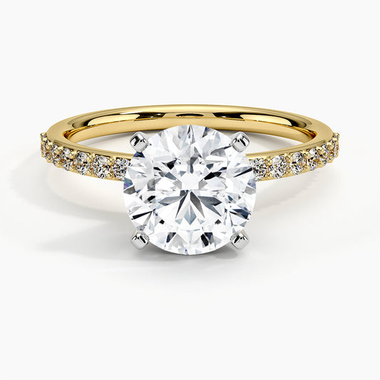 3 Carat Round Cut Ring with Half Infinity Prong Setting