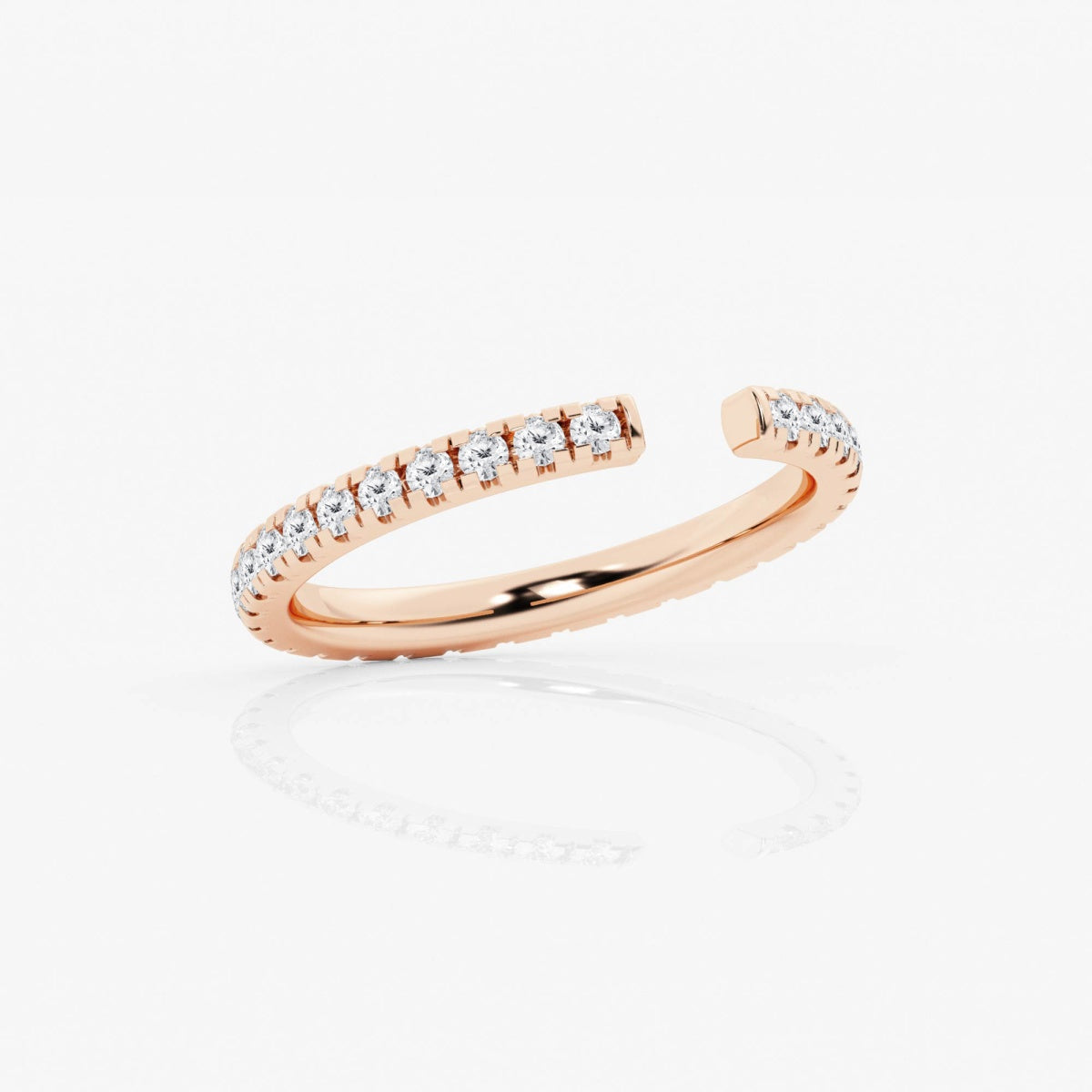 Round Moissanite French Pave Open Wedding Band
