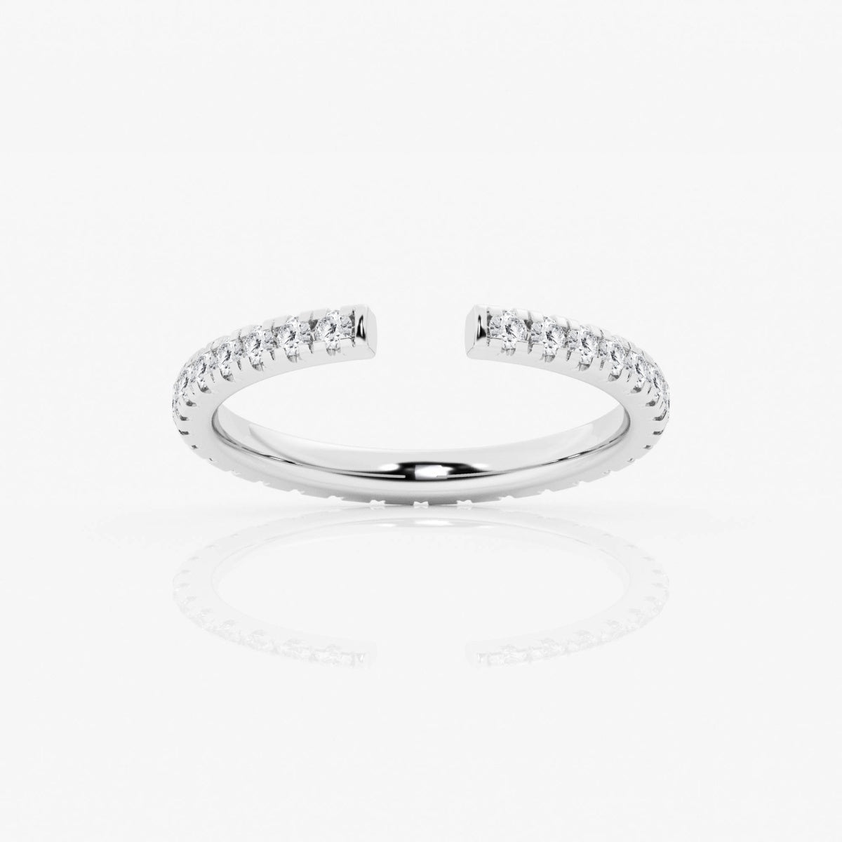 Round Moissanite French Pave Open Wedding Band