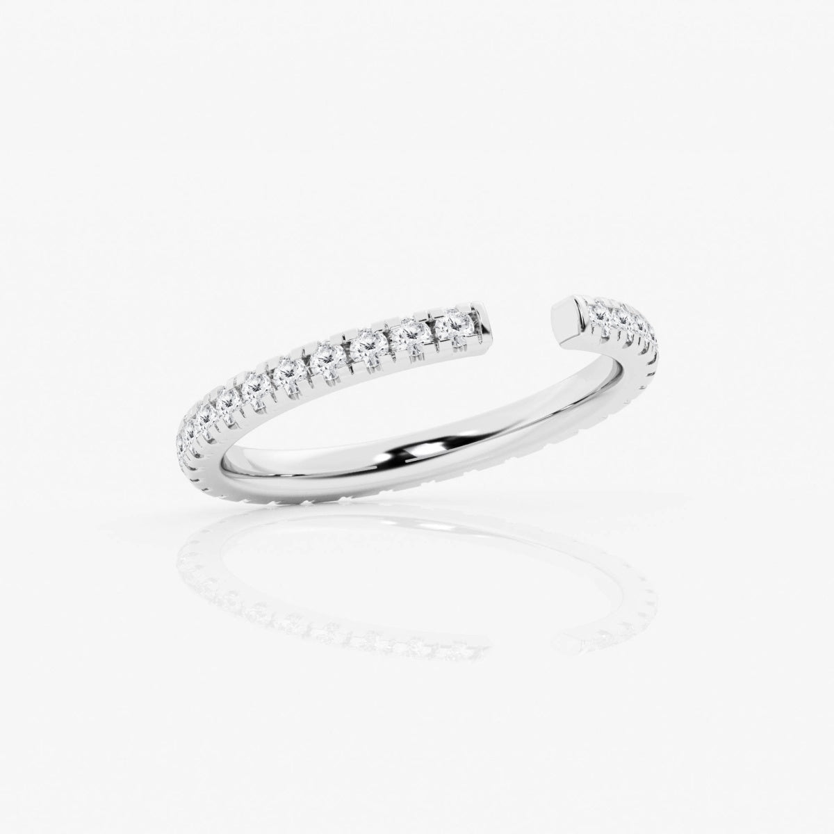 Round Moissanite French Pave Open Wedding Band