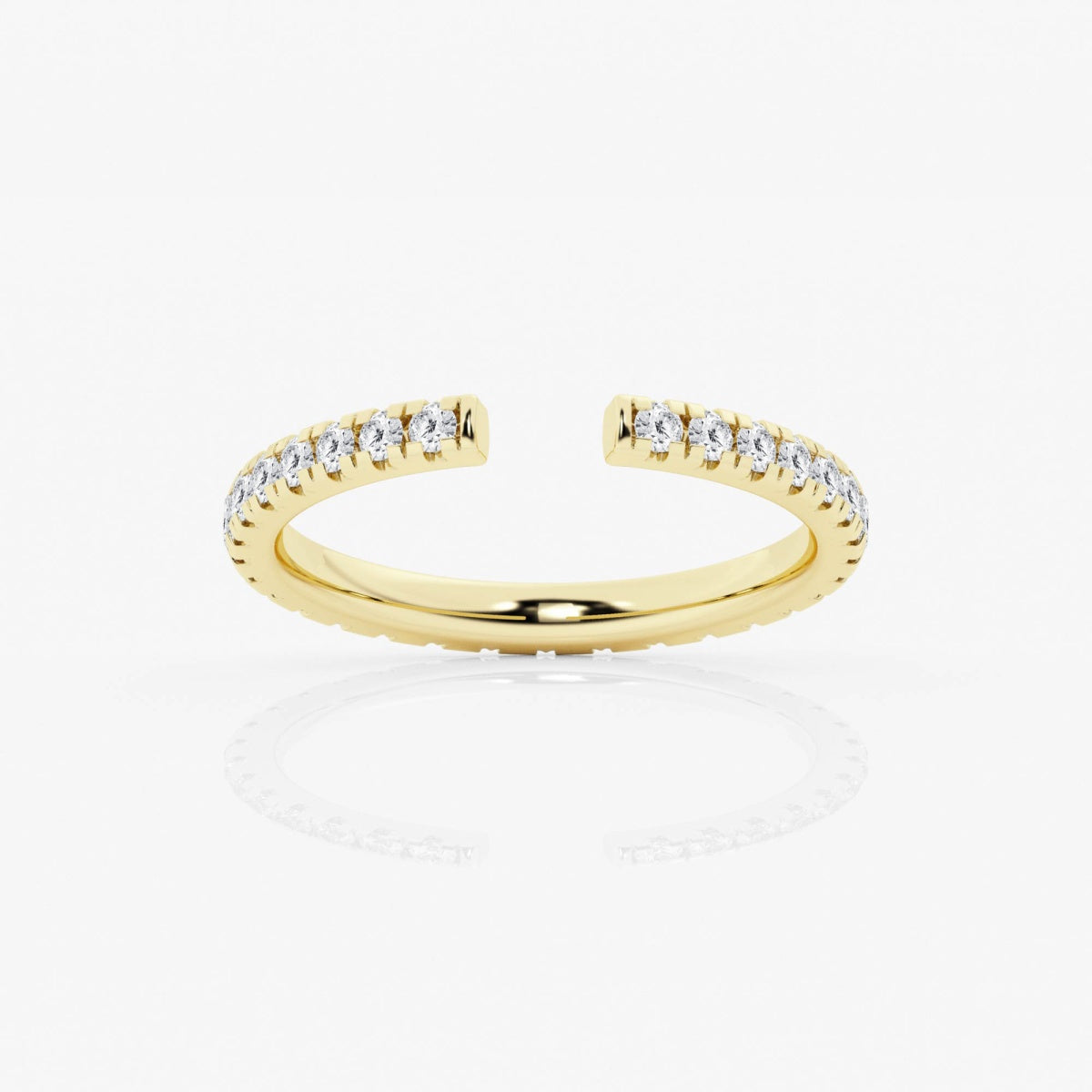 Round Moissanite French Pave Open Wedding Band