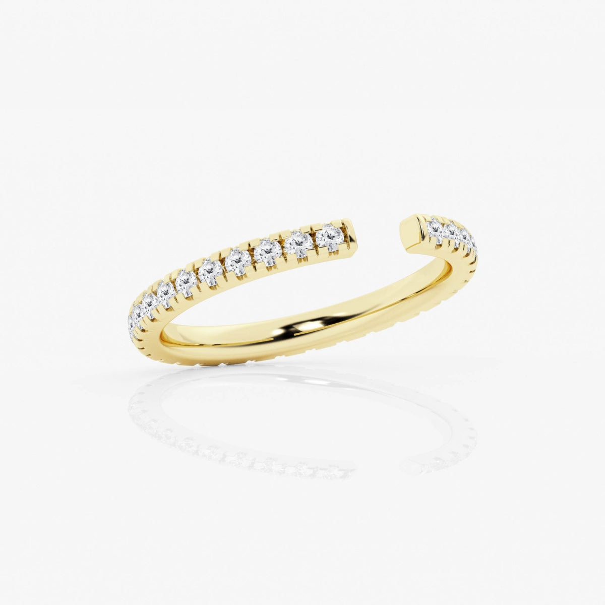 Round Moissanite French Pave Open Wedding Band