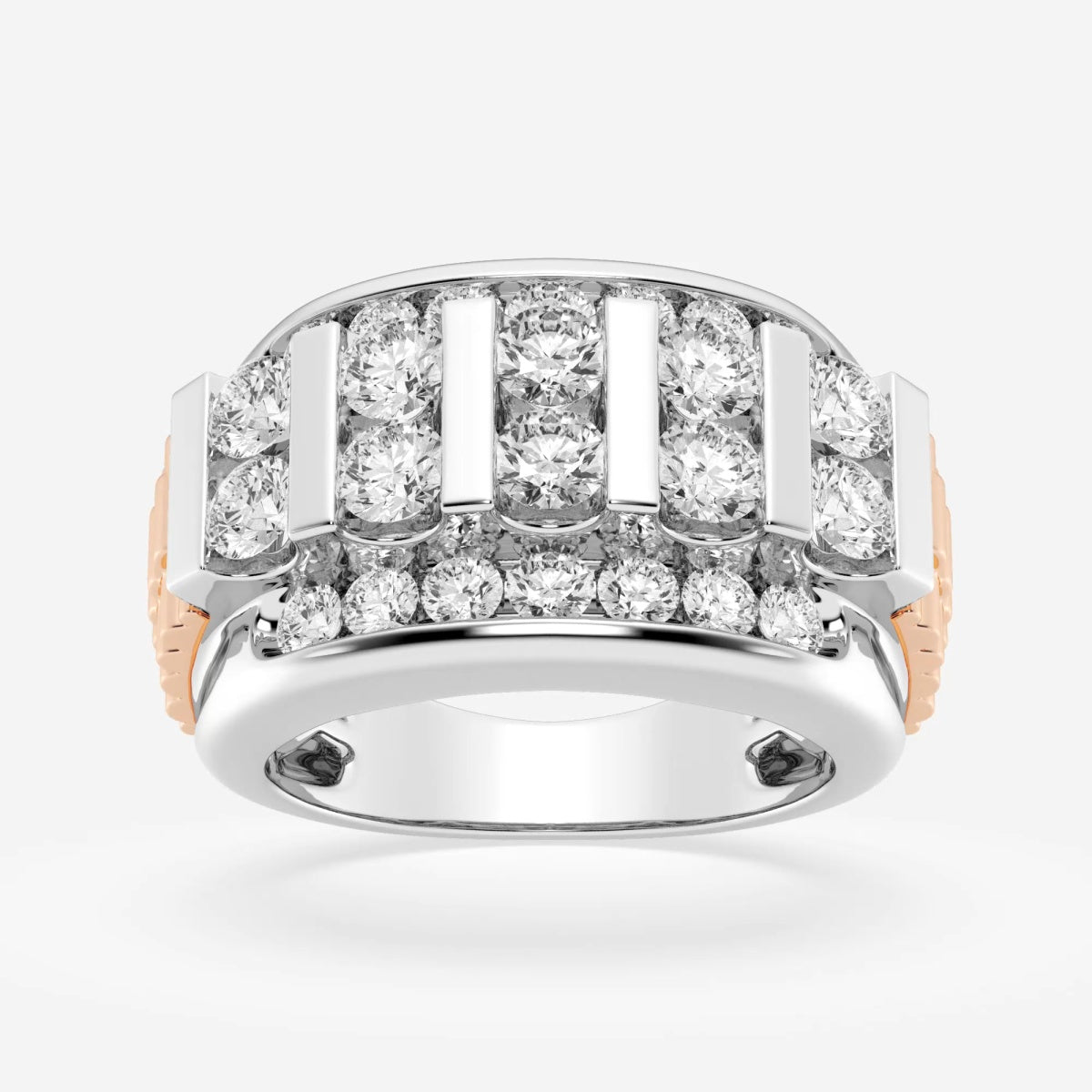 Round Men's Floating Bar Wedding Band