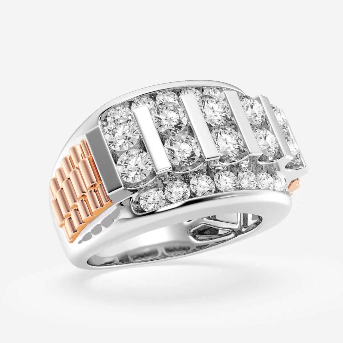 Round Men's Floating Bar Wedding Band