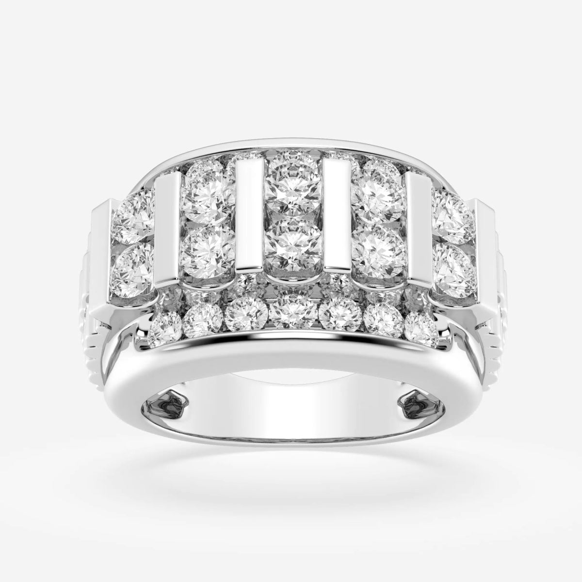 Round Men's Floating Bar Wedding Band