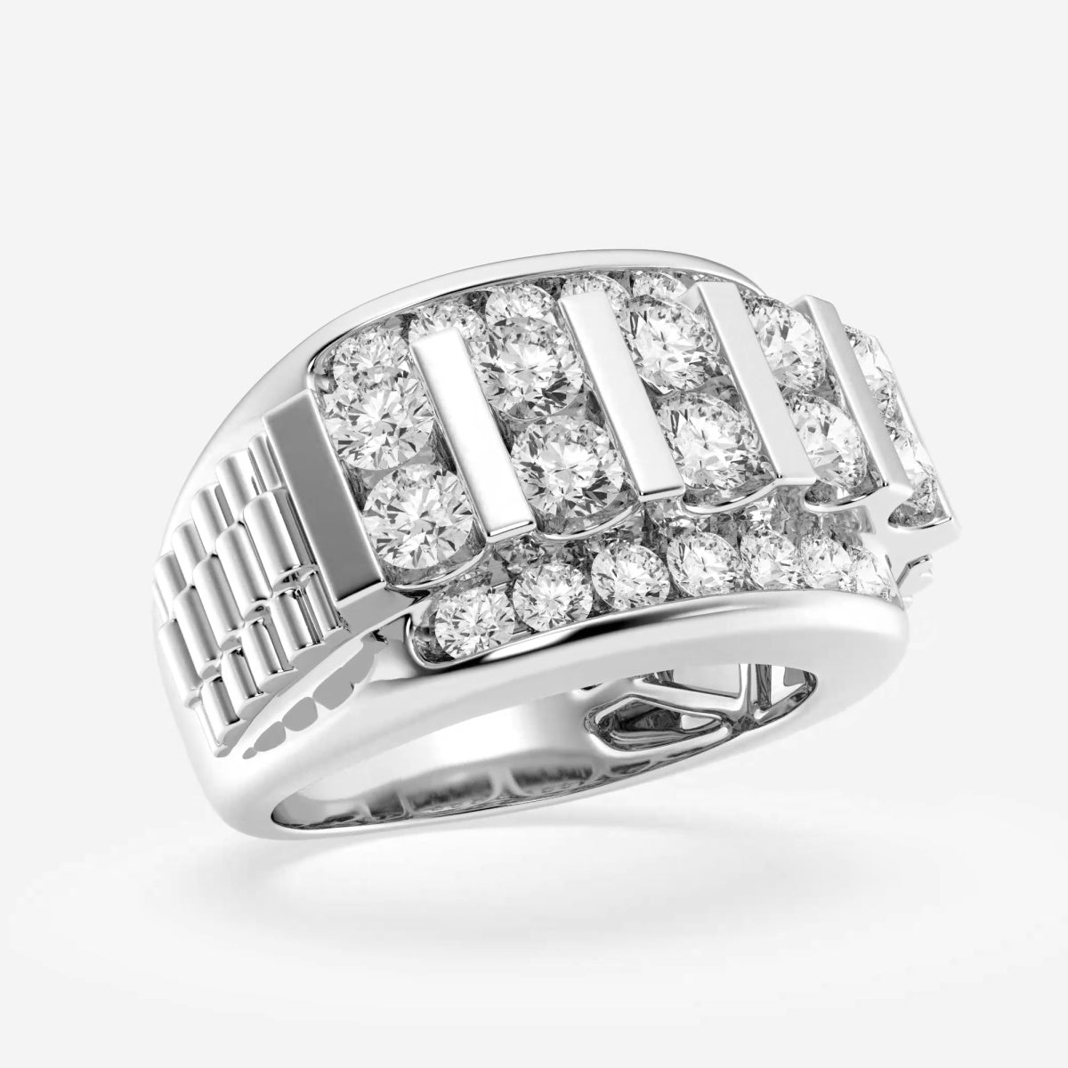 Round Men's Floating Bar Wedding Band