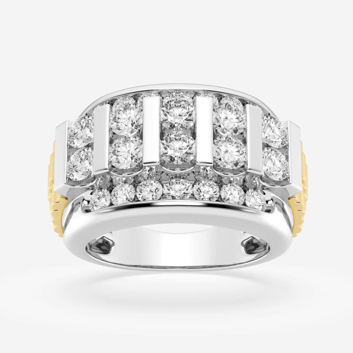 Round Men's Floating Bar Wedding Band