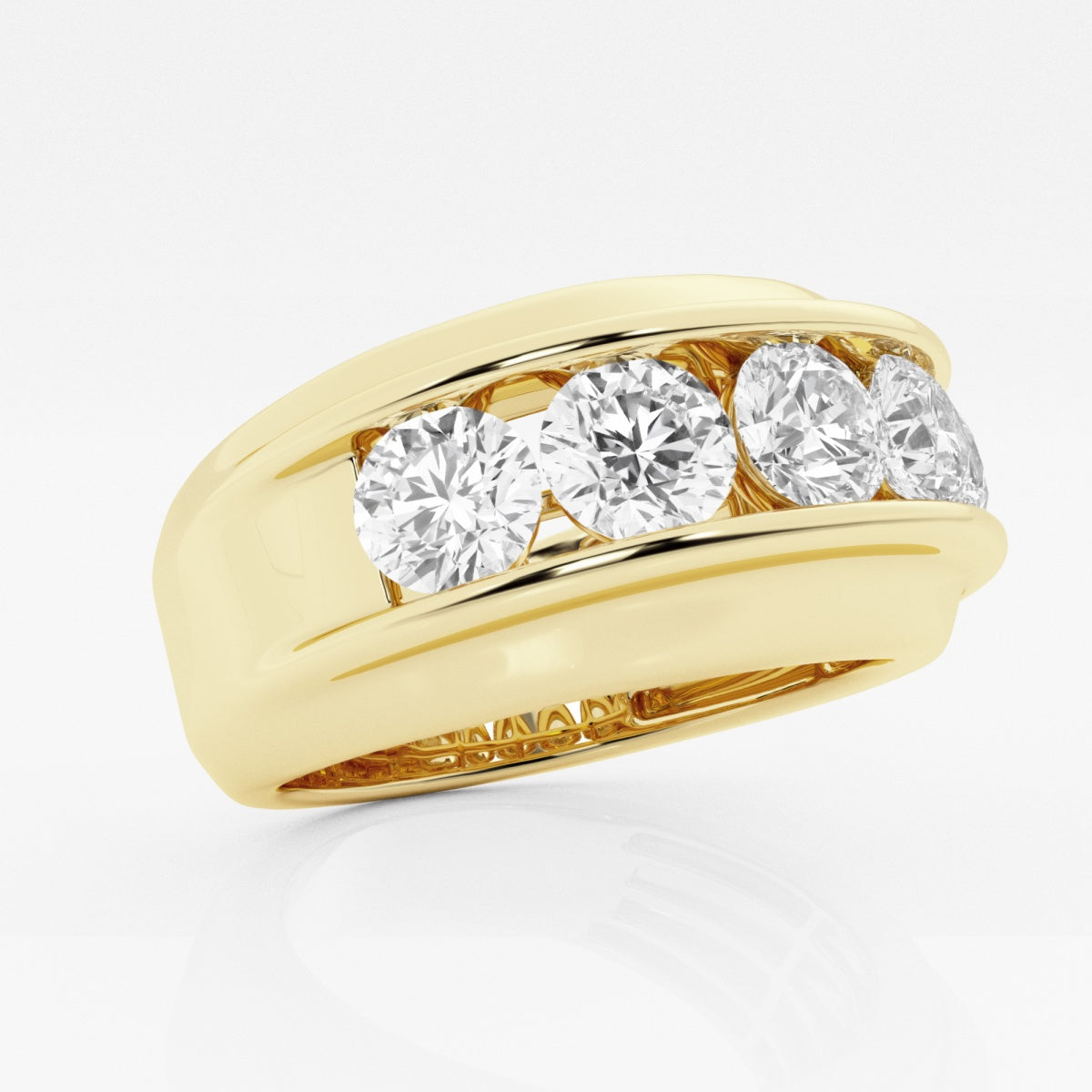 Round Men's Channel Set Wedding Band