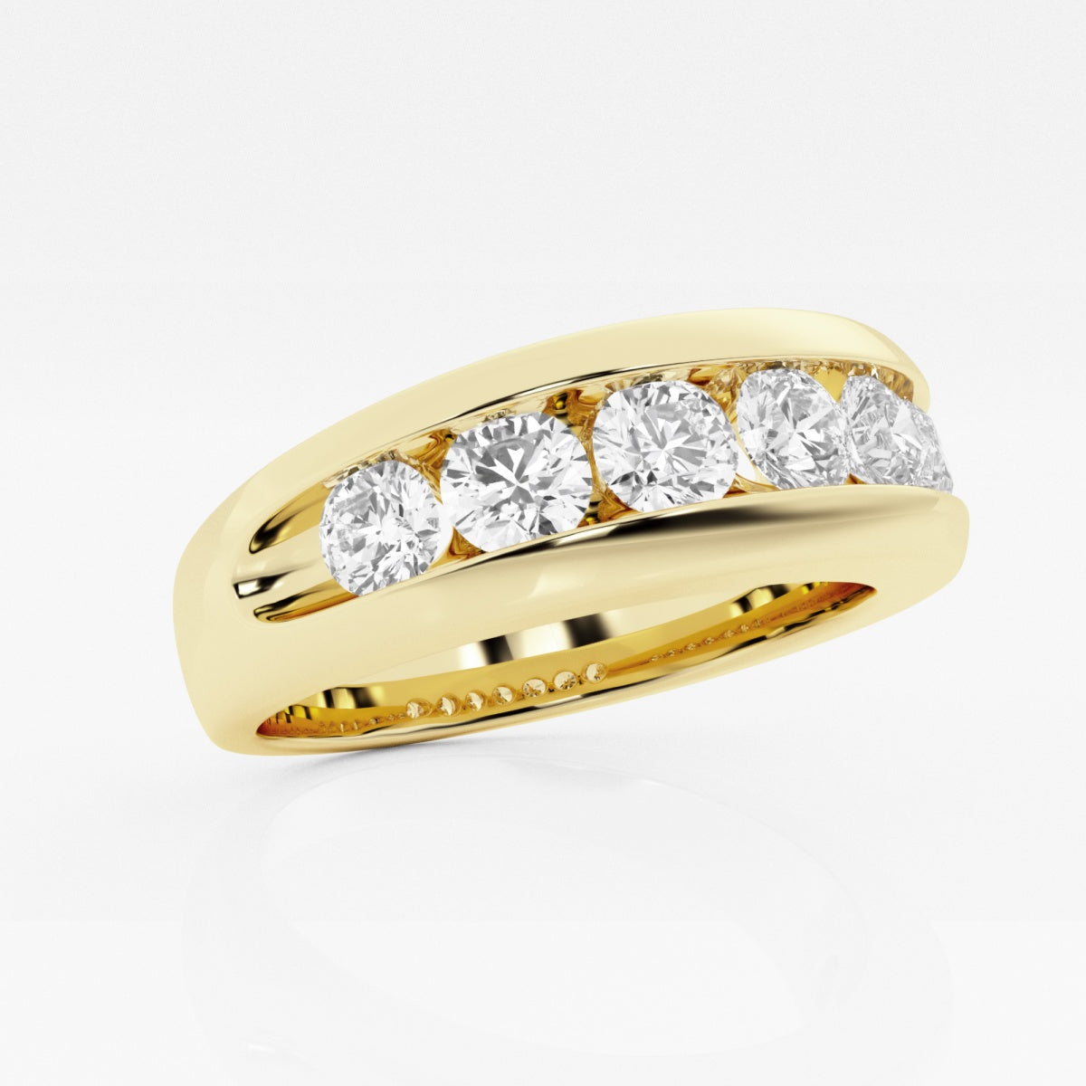 Round Moissanite Men's Channel Set Wedding Band