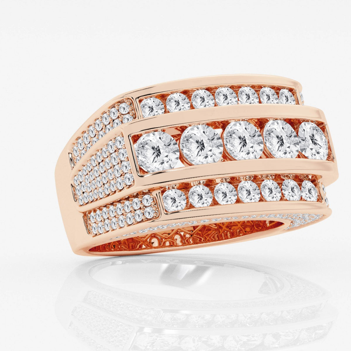 Round Moissanite Men's Multi-Row Rectangular Wedding Band