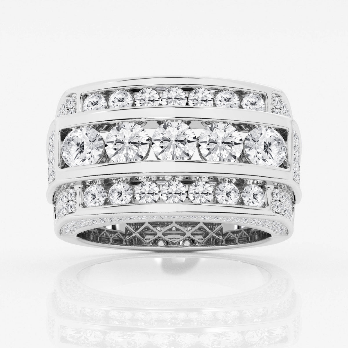 Round Moissanite Men's Multi-Row Rectangular Wedding Band