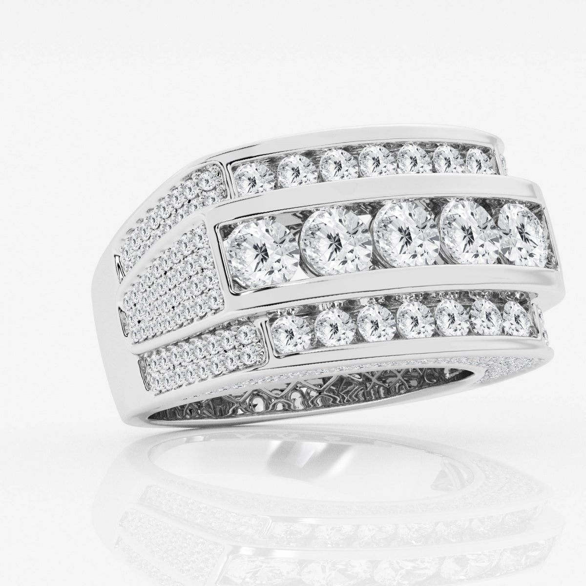 Round Moissanite Men's Multi-Row Rectangular Wedding Band