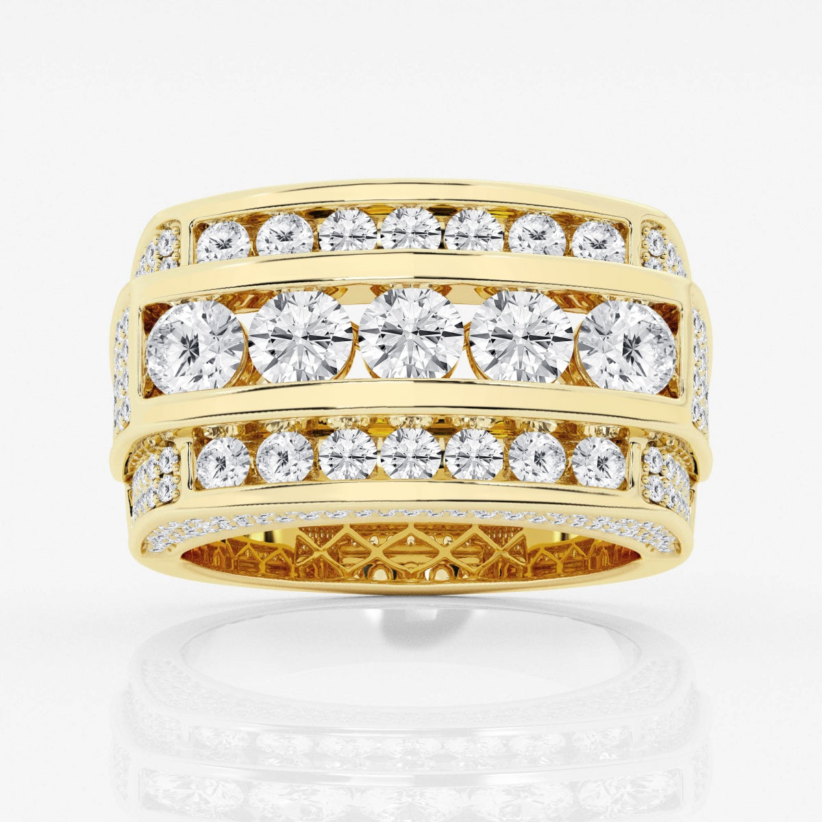 Round Moissanite Men's Multi-Row Rectangular Wedding Band