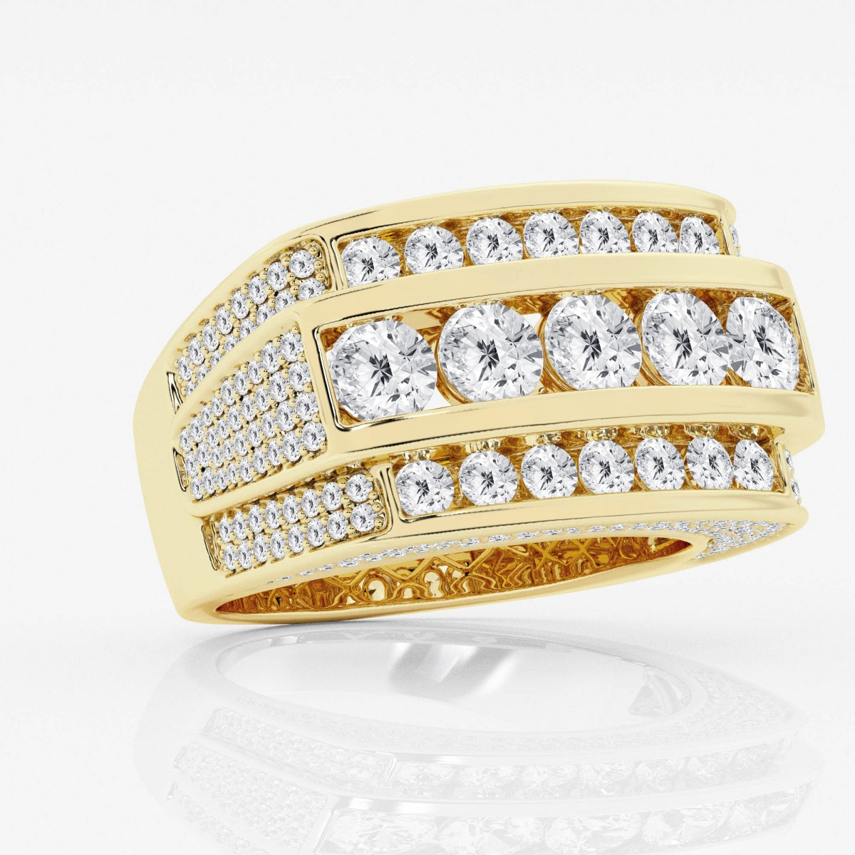Round Moissanite Men's Multi-Row Rectangular Wedding Band