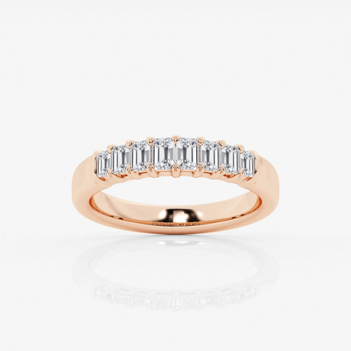 Emerald Moissanite Eight Stone Anniversary Band
