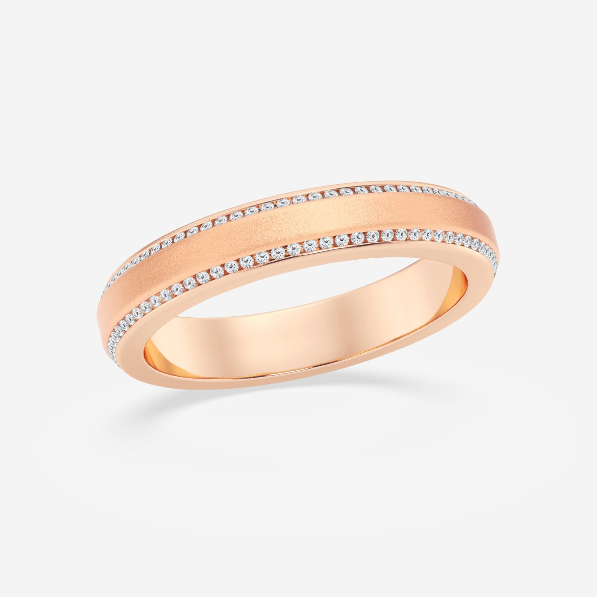 Round Moissanite 4mm Beveled Edge Sandblast Finish Eternity Band