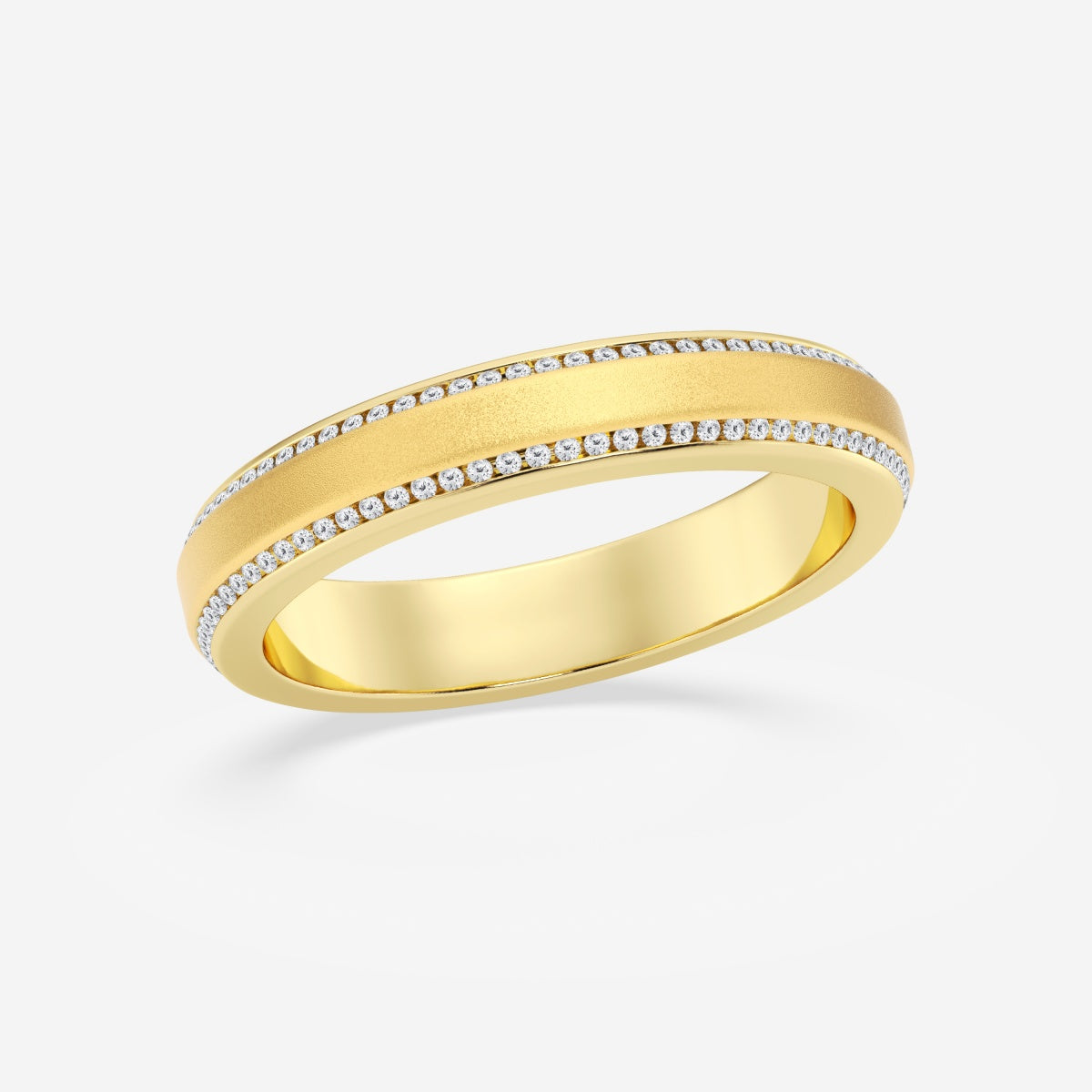 Round Moissanite 4mm Beveled Edge Sandblast Finish Eternity Band