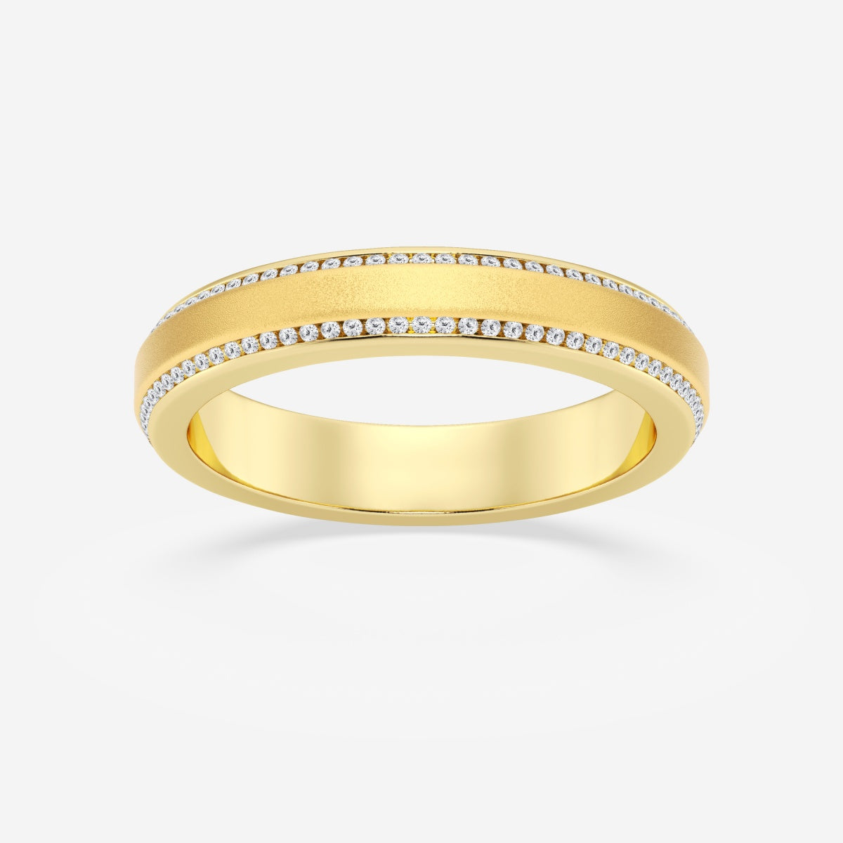 Round Moissanite 4mm Beveled Edge Sandblast Finish Eternity Band
