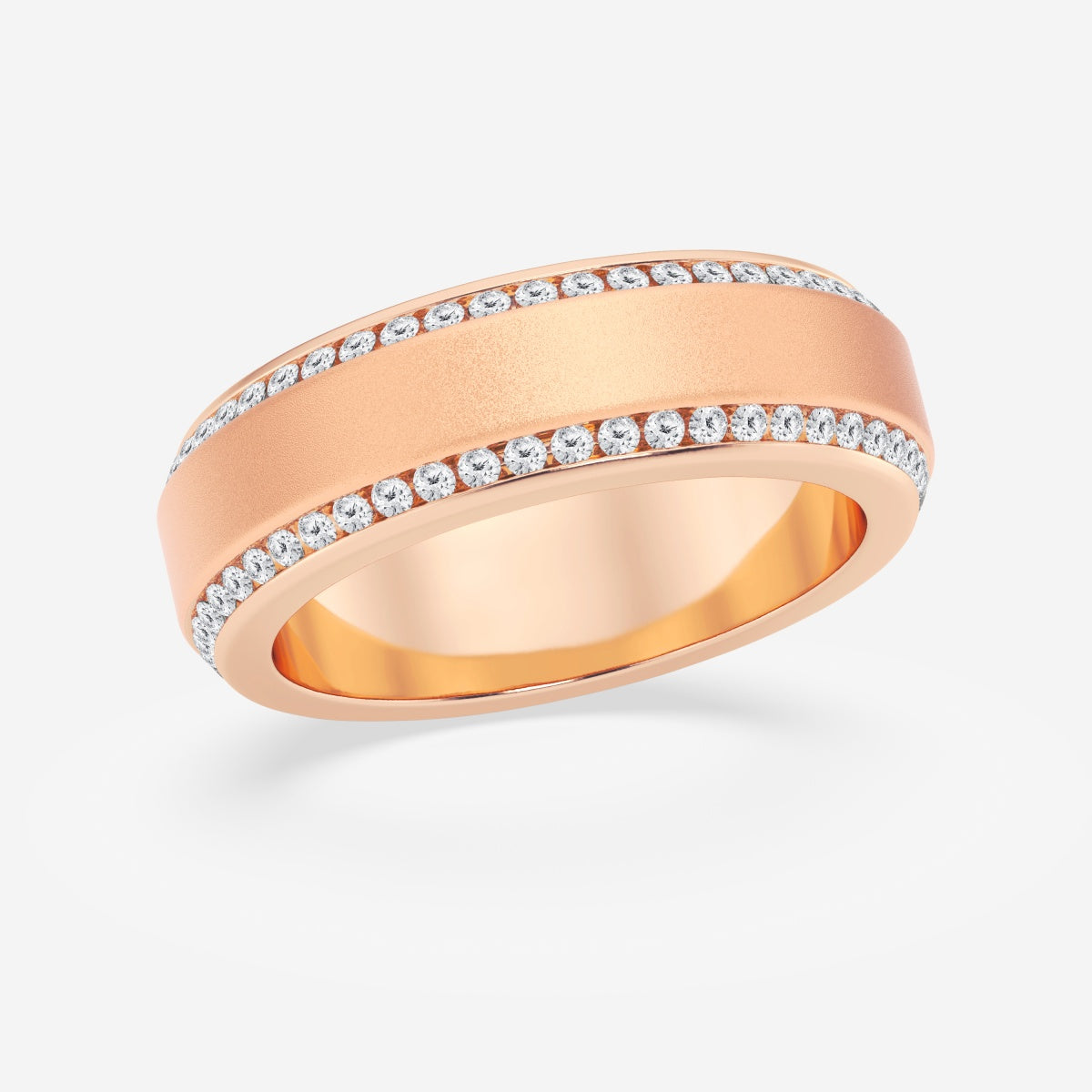 Round Moissanite 7mm Beveled Edge Sandblast Finish Eternity Band