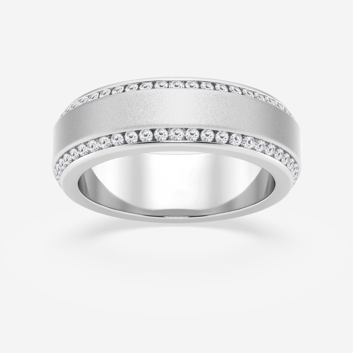 Round Moissanite 7mm Beveled Edge Sandblast Finish Eternity Band