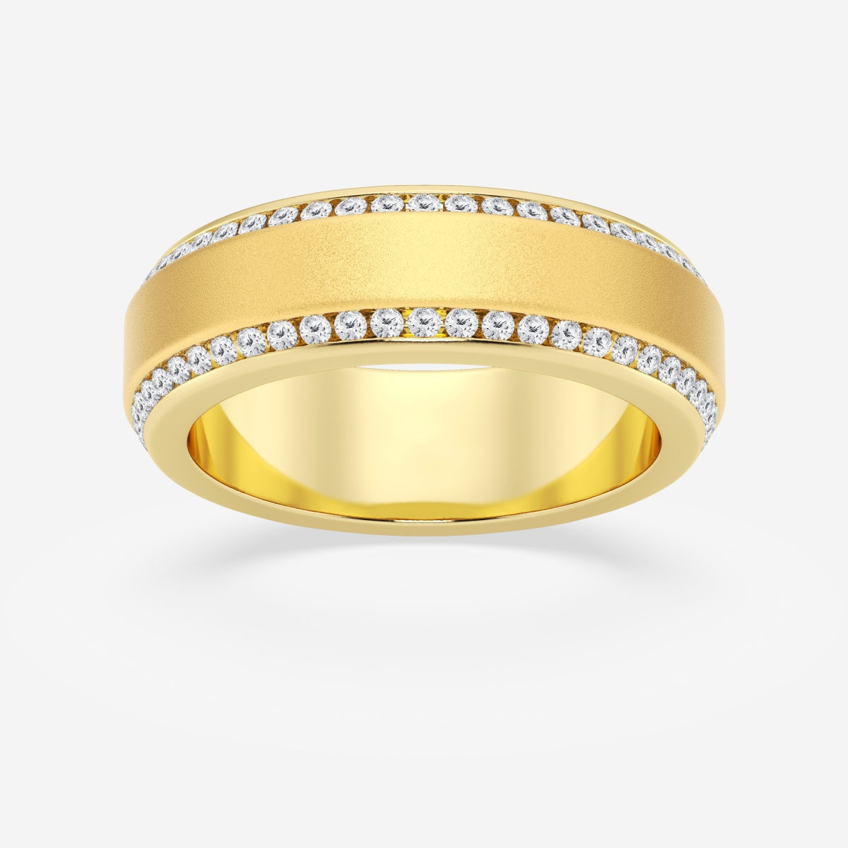 Round Moissanite 7mm Beveled Edge Sandblast Finish Eternity Band