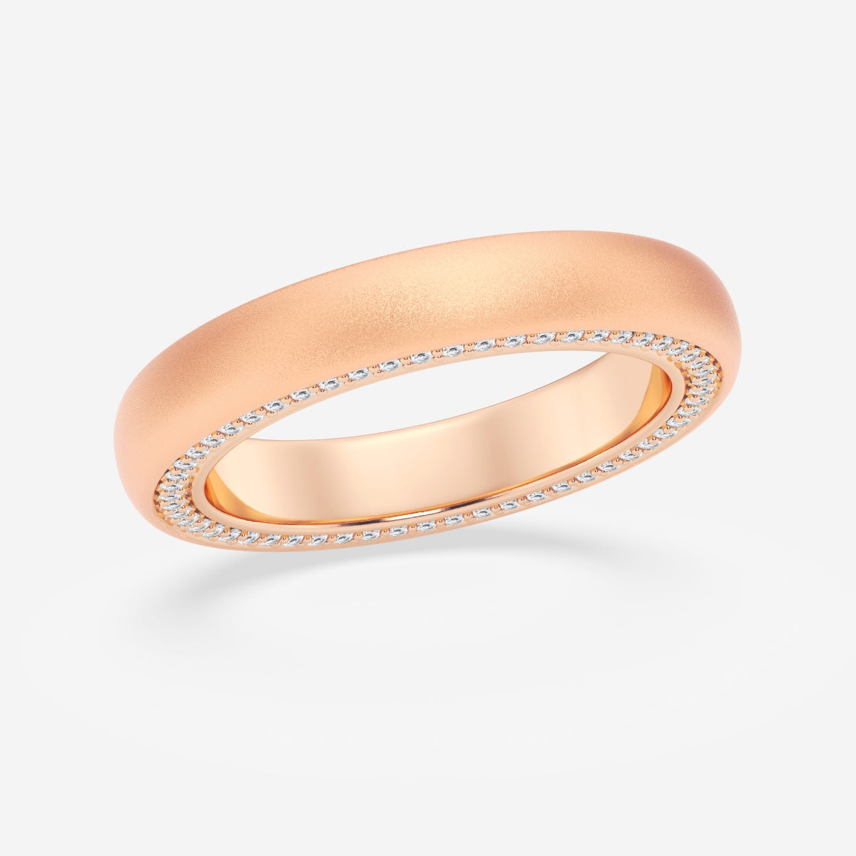 Round Moissanite 4mm Domed Sandblast Finish Eternity Band