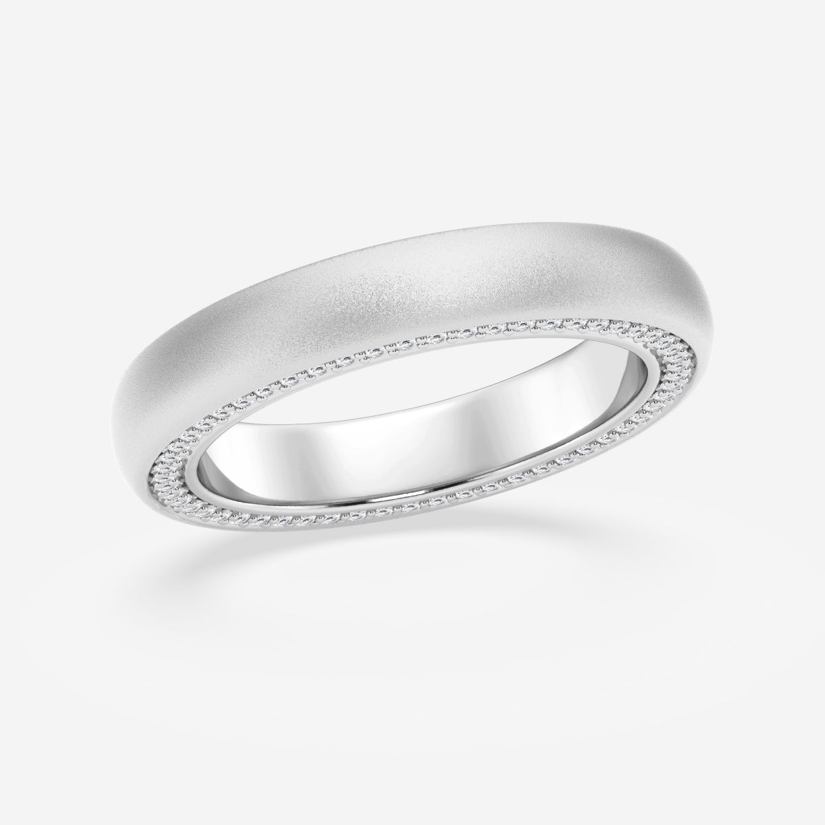 Round Moissanite 4mm Domed Sandblast Finish Eternity Band