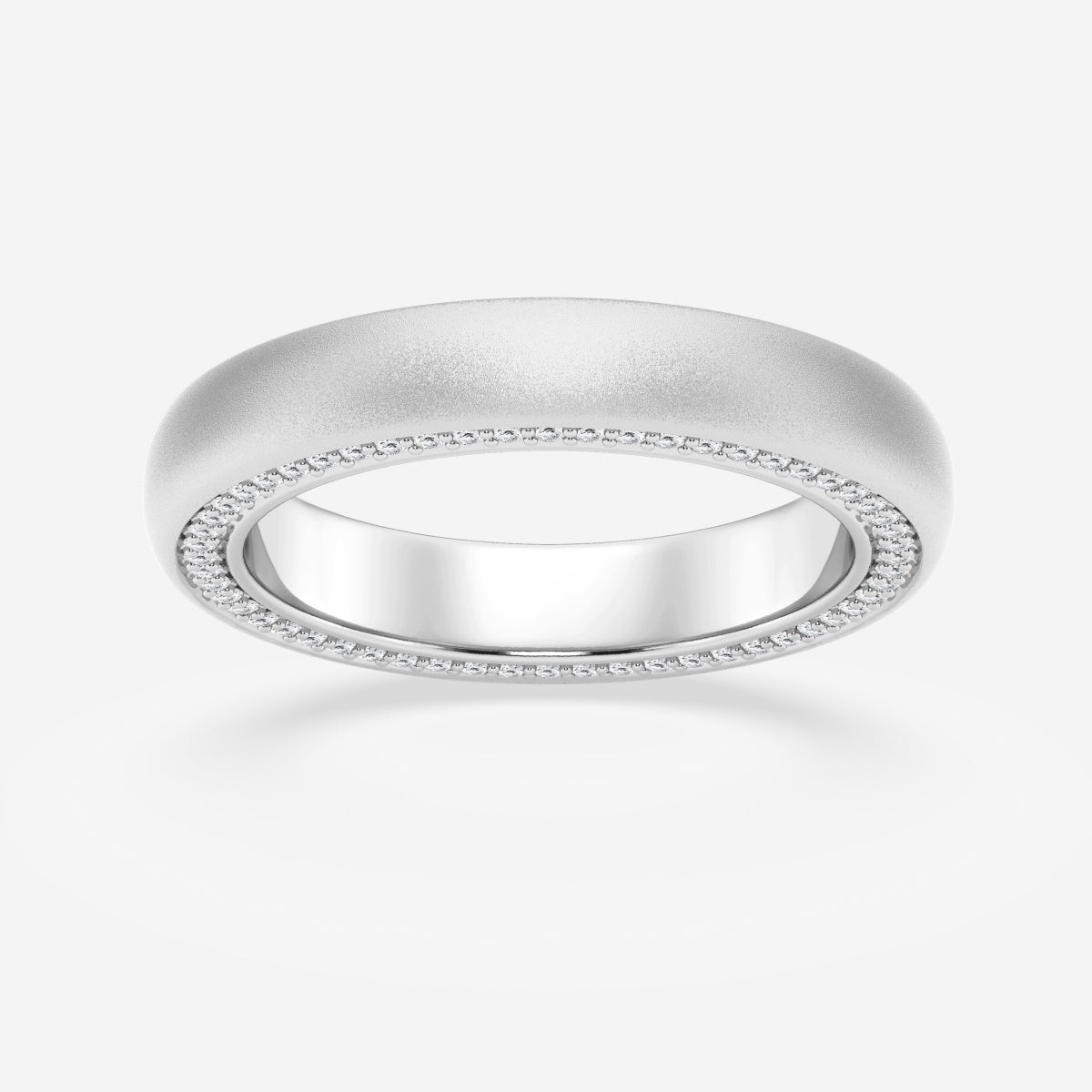 Round Moissanite 4mm Domed Sandblast Finish Eternity Band